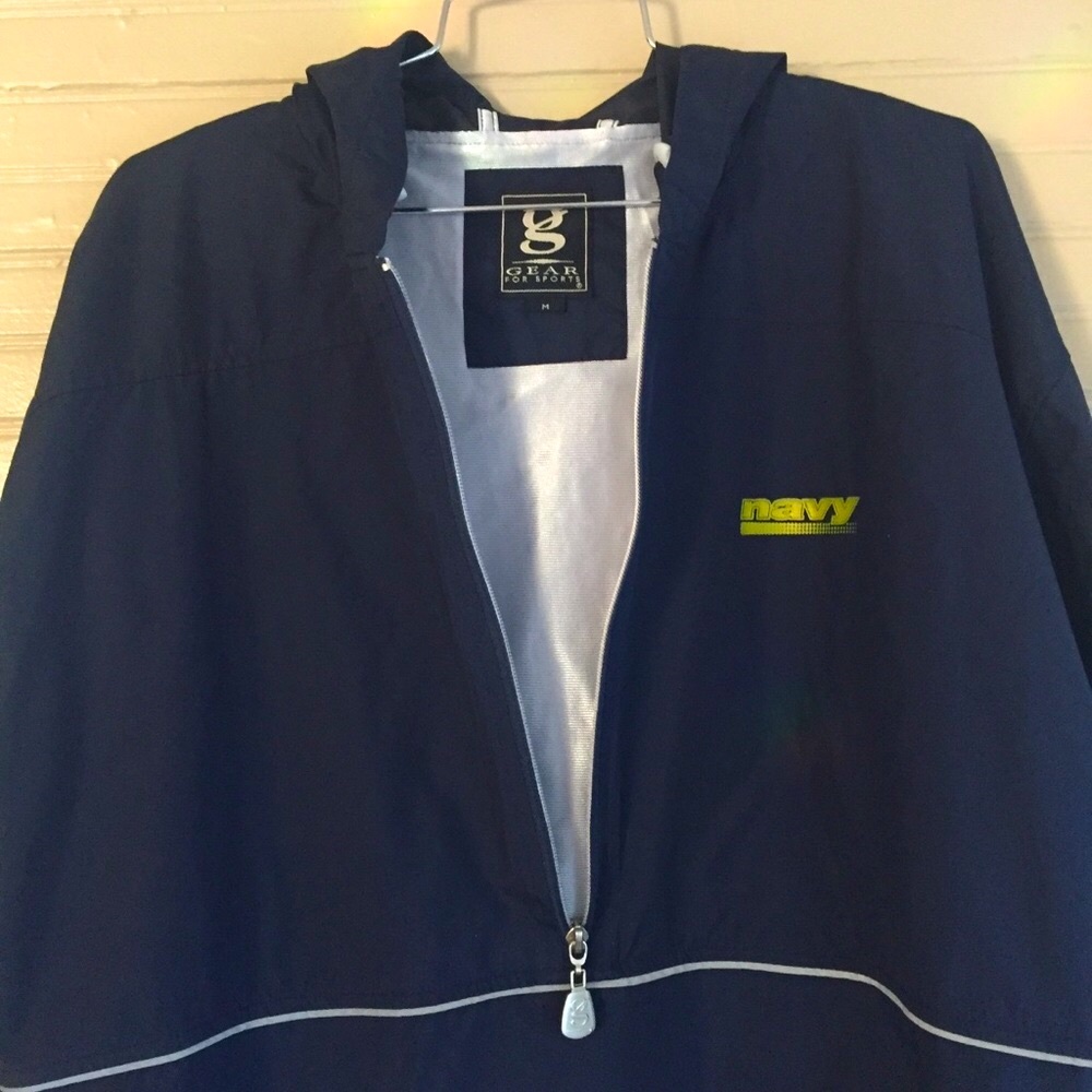 Sports Navy blue Windbreaker Raincoat Hoodie Jacket size M by Gear